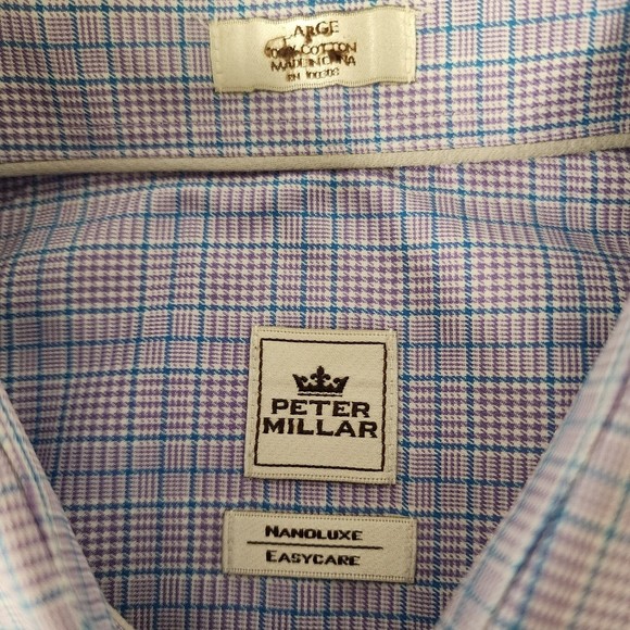 Peter Millar Shirt Mens XL Multicolor Plaid Nanolux Easy Care Full Sleeve - Picture 15 of 16